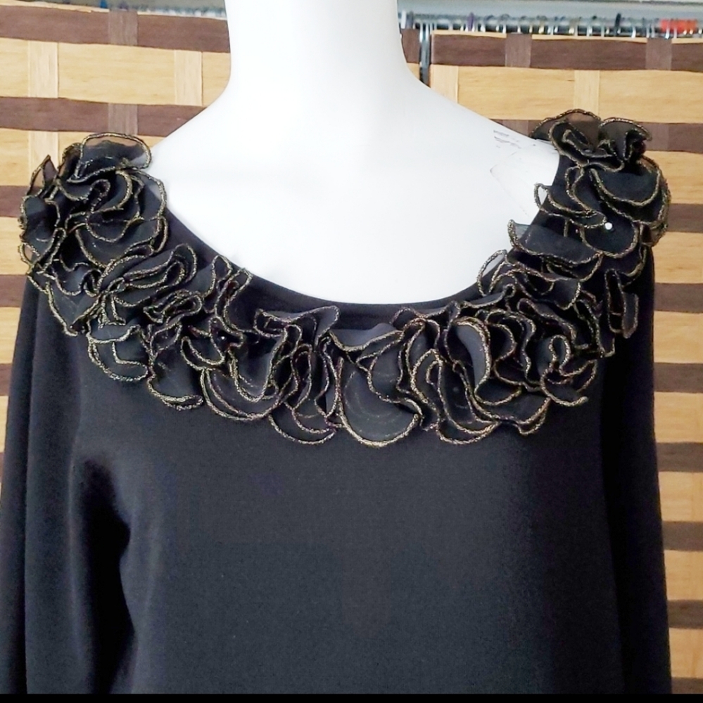 Black Ruffled lightwt sweater